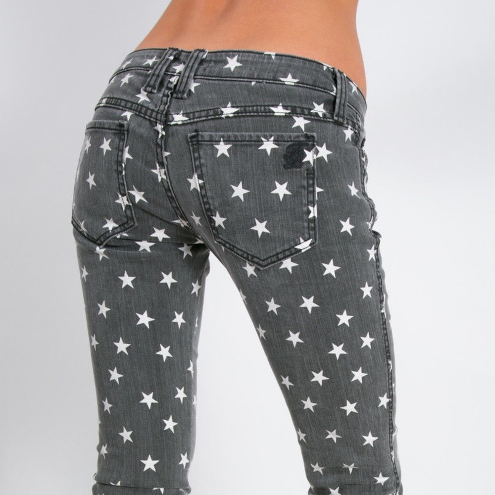 Frankie B distressed star skinny pants Gray/white